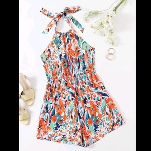 Shein Abstract Floral Print Halter neck Romper